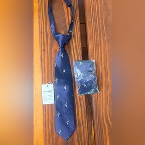Boys (Kids) Navy Blue Tie with Penguin Design- 13 inch adjustable neck